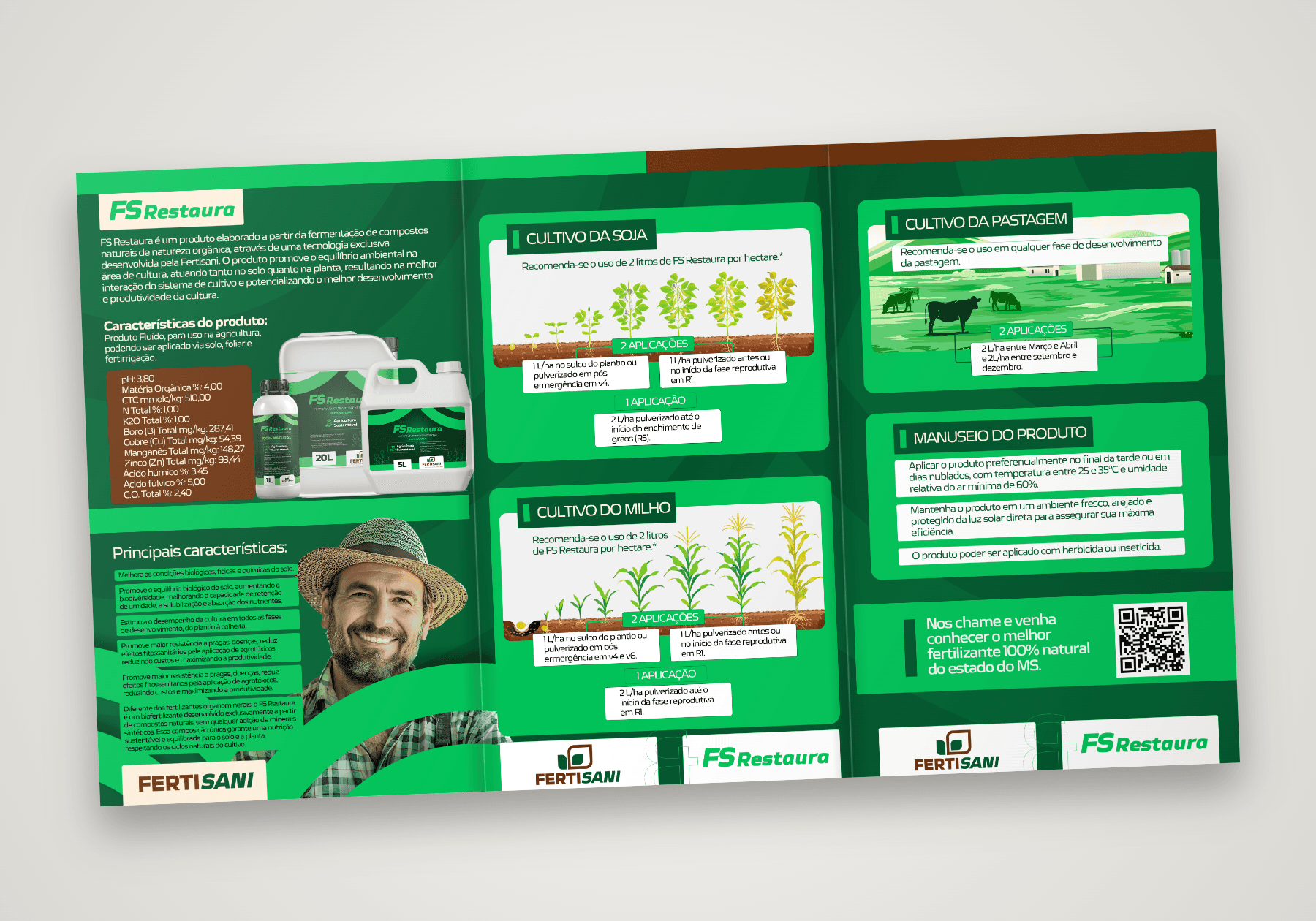 Mockup do folder institucional da Fertisani